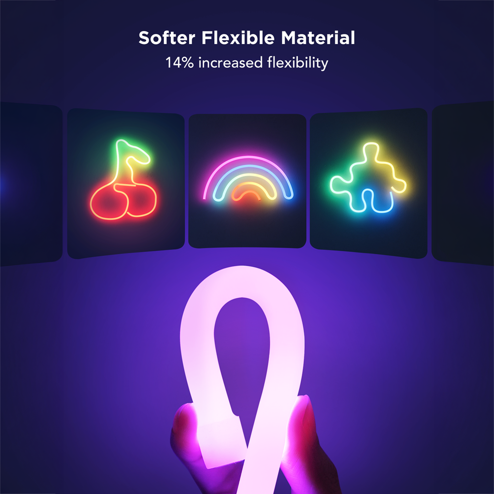 GOVEE GV-NEON-H61D5-5M-WHITE - Govee Tira NEON inteligente 5m - Wi-Fi 2.4 GHz + Bluetooth - Color RGB segmentado - 173 lúmenes/m / 84 LEDs/m - Matter / Homekit / Alexa / Google Home - Para interior trasera blanca - imagen 3