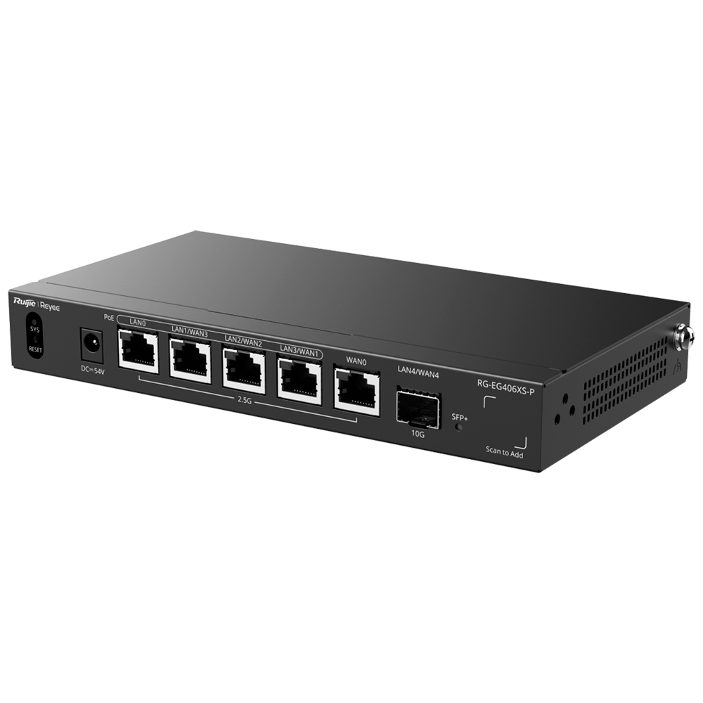 REYEE RG-EG406XS-P - Reyee Router Cloud - 5 Puertos RJ45 2.5G (4 PoE+) + 1 SFP+ 10Gigabit - Funciones básicas de Firewall - Admite hasta 5 WAN para failover o balanceo - Hasta 2500 Mbps de ancho de banda - Hasta 400 usuarios recomendados - imagen 3
