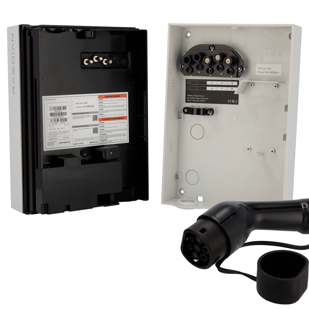 RAEDIAN RD-NEO-7-C5-WHITE - Cargador para vehículos eléctricos - Potencia 7,4 kW / 32A / Monofásica - Conector tipo 2 - Protección IP55, IK10 - Monitorización desde la APP - Color blanco | Cable de 5m - imagen 3