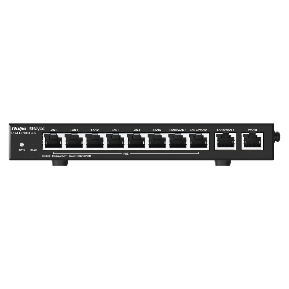 REYEE RG-EG310GH-P-E - Reyee Router PoE Controlador Cloud - 9 Puertos GE LAN + 1 Puerto GE WAN - 8 Puertos PoE+ 802.3af/at / Hasta 110W en total - Admite hasta 4 WAN para failover o balanceo - Hasta 1500 Mbps de ancho de banda - Servidor VPN IPSec, L2TP - imagen 3
