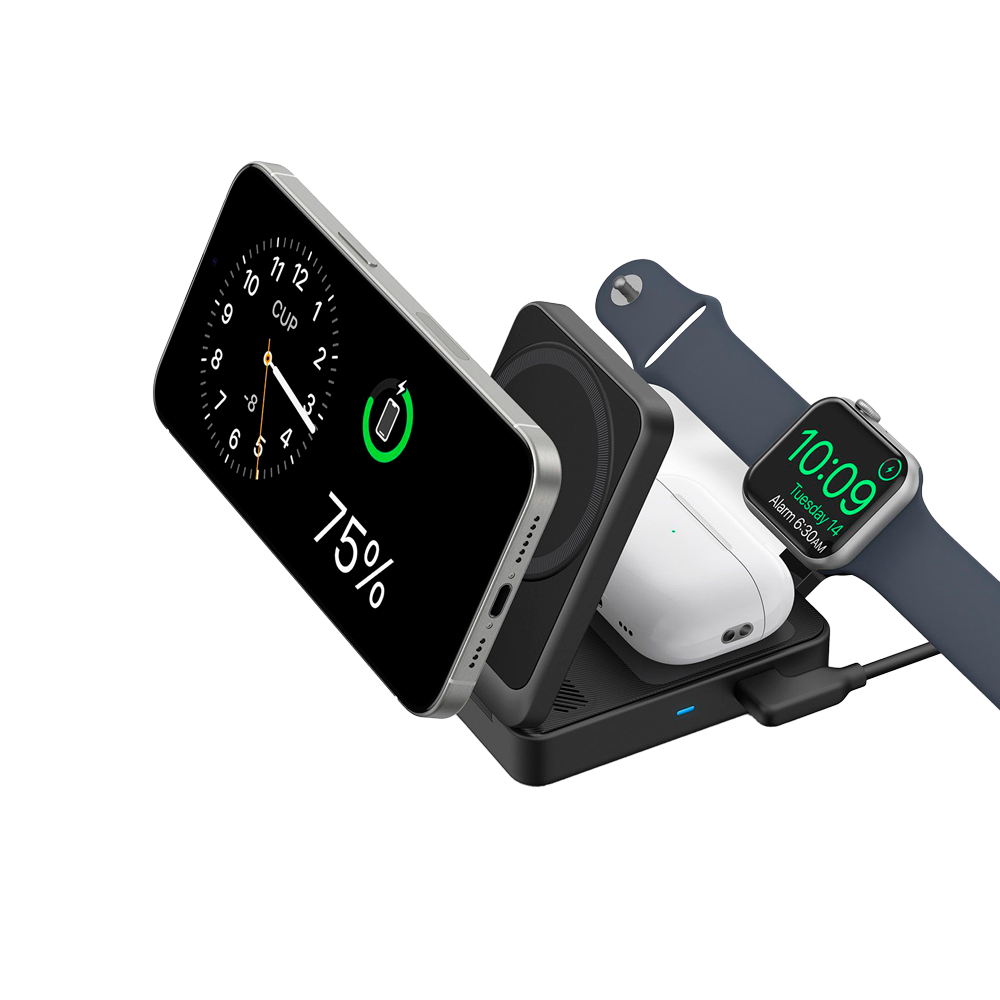 ANKER ANK-2557-3-IN-1-B - Cargador inalámbrico 3 en 1 Anker - Tecnología Magsafe - Carga rápida: iPhone, Airpods, Apple Watch - Carga 3 dispositivos a la vez - Acepta modo vertical o horizontal - Plegable | Color negro - imagen 3