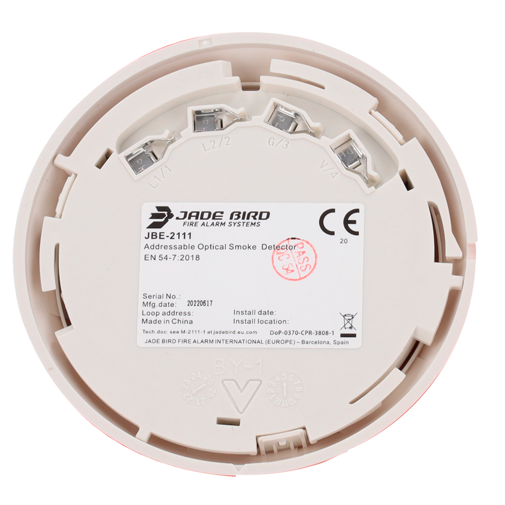 JADE BIRD JBE-2112 - Detector óptico convencional Jade Bird - Sensibilidad ajustable (3 niveles) - Led con vision 360° - Salida de indicador remoto - No incluye base - Certificado EN 54-7 - imagen 3