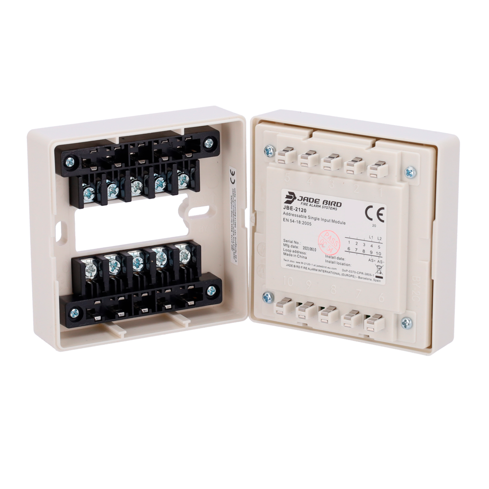 JADE BIRD JBE-2120 - Módulo analógico Jade Bird - 1 Entrada supervisada - Alimentación por lazo - Cable conductor hasta 2.5mm2 - REOL de 10 kΩ (suministrada) - Certificado EN 54-18 - imagen 3