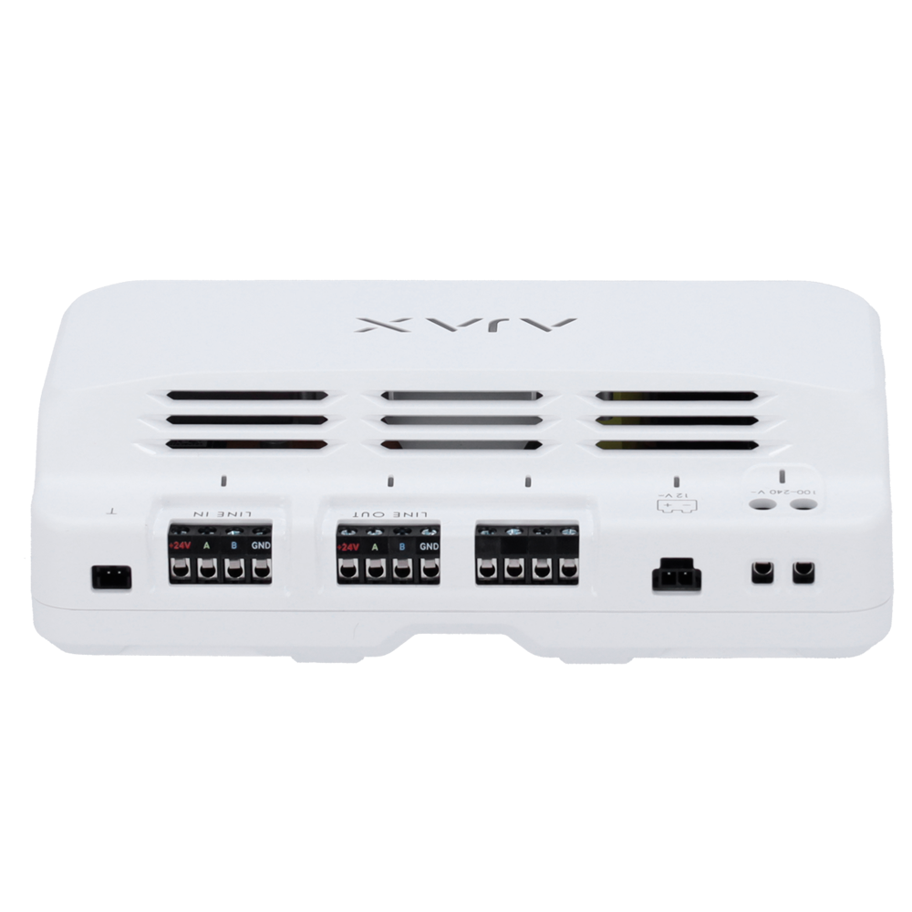 AJAX FIBRA-LINESUPPLY-45W-W - Módulo para alimentación adicional del bus Fibra - Potencia de salida de 45 W - Certificado grado 3 - Amplia el alcance hasta 2.000 metros más - Hasta 10 módulos por bus - Alimentación principal a 230 VAC - imagen 3