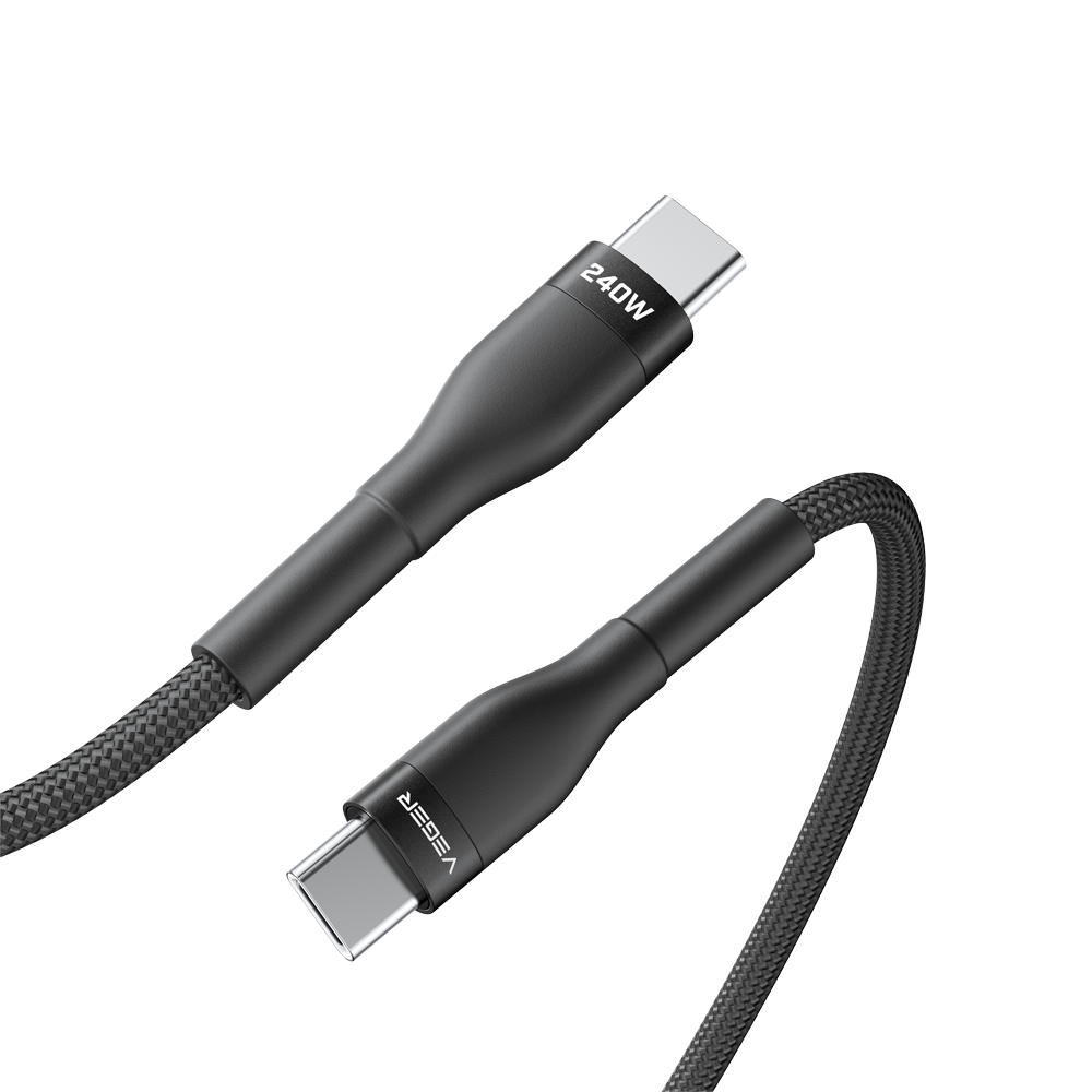 VEGER VG-CC03 - Veger - Cable USB 2.0 para cualquier dispositivo - USB-C a USB-C - Cubierta de metal, Nylon trenzado - Carga rápida PD 240W | 480Mbps - Longitud 1.5m | Color negro - imagen 3