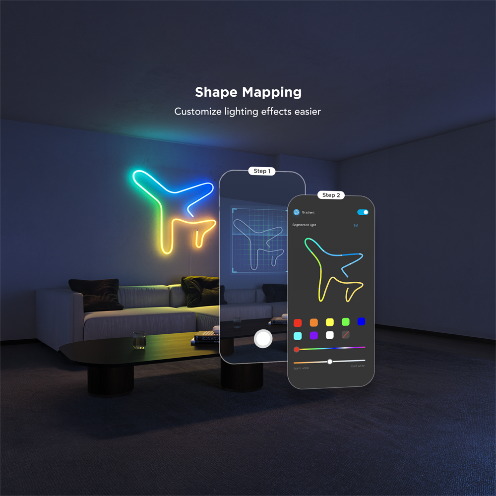 GOVEE GV-NEON-H61D4-4M-WHITE - Govee Tira NEON inteligente 4m - Wi-Fi 2.4 GHz + Bluetooth - Color RGB segmentado - 84 LEDs/m - Matter / Homekit / Alexa / Google Home - Para interior trasera blanca - imagen 3
