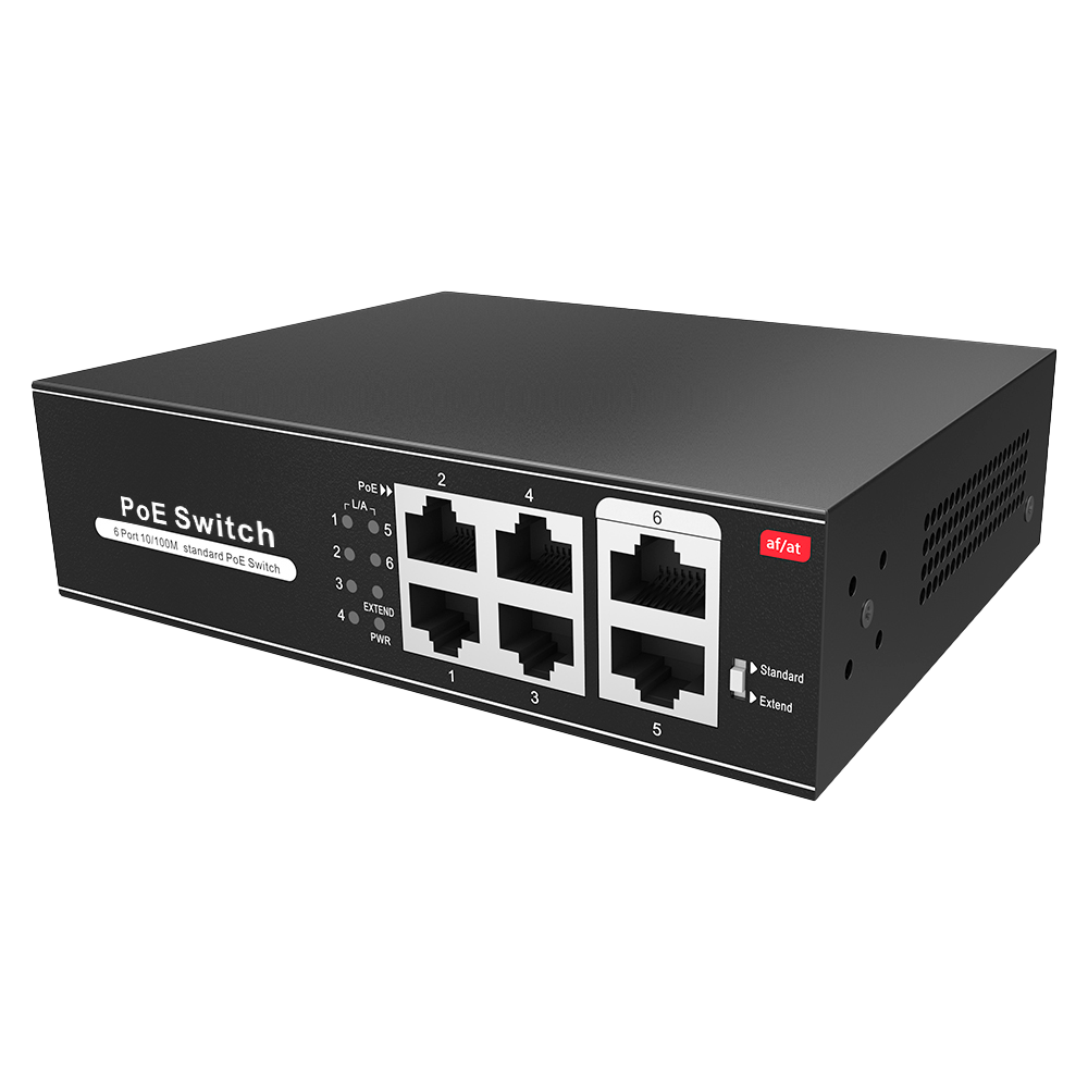 MARCA BLANCA SW0604POE-65-E - Switch PoE - 4 puertos PoE + 2 Uplink RJ45 - Velocidad hasta 100 Mbps en todos los puertos - Hasta 60W en total para todos los puertos - Ancho de banda 1.2 Gbps - Norma IEEE802.3af (PoE) / at (PoE+) - imagen 3