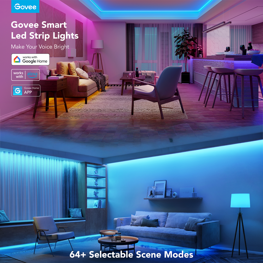 GOVEE GV-STRIP-H615A-5M-RGB-SMART - Govee Tira LED inteligente 5m - Wi-Fi 2.4 GHz + Bluetooth - Color RGB - 52 lúmenes/m / 90LEDs - App Govee / Alexa / Google Home - Para interior - imagen 3